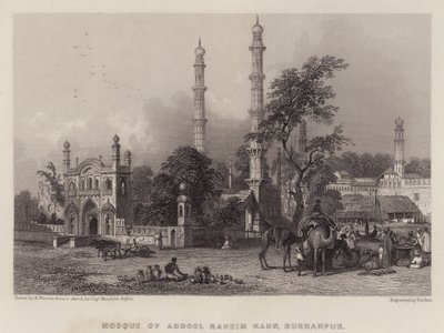 अब्दुल रहीम कहन की मस्जिद, बुरहानपुर (रंगीन लिथो) द्वारा हेनरी (बाद में) वॉरेन