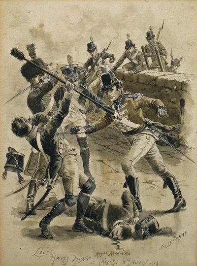 18 अगस्त 1813 को कैसिस में लेफ्टिनेंट हैरी हंट रॉयल मरीन द्वारा हेनरी ए। पायने