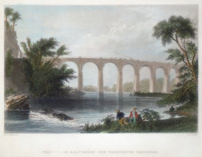 बाल्टीमोर और वाशिंगटन रेलमार्ग पर विएडक्ट, c1838 द्वारा हेनरी एडलार्ड