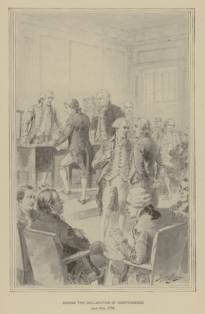 स्वतंत्रता की घोषणा पर हस्ताक्षर, 4 जुलाई 1776 (लिथो) द्वारा हेनरी अलेक्जेंडर (बाद) ओग्डेन