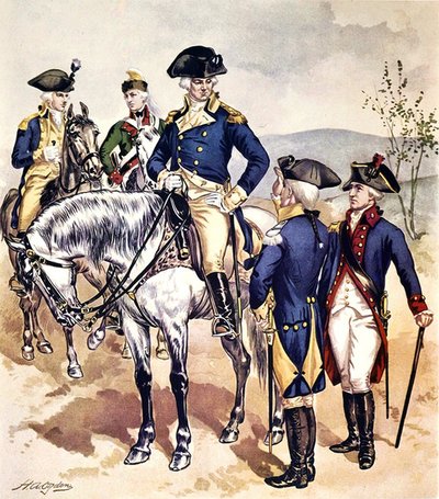 1779-83 की अमेरिकी सेना की वर्दी (कागज पर पानी के रंग का) द्वारा हेनरी अलेक्जेंडर ओग्डेन