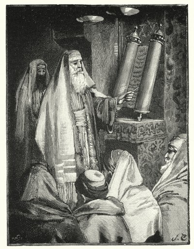एक रब्बी कानून की किताब पढ़ रहा है (लिथो) द्वारा हेनरी एंड्रयू हार्पर