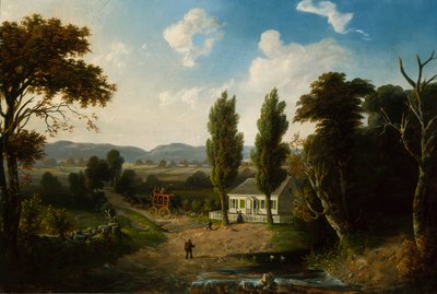 स्टेजकोच के साथ लैंडस्केप, 1856। द्वारा हेनरी बोयस