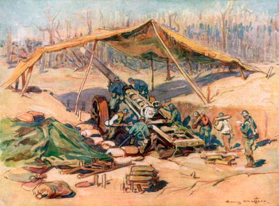 फ्रांसीसी तोपखाने की स्थिति, फ्रांस, 1918, 1926। द्वारा हेनरी शेफ़र
