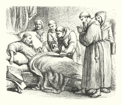 Wycliffe अपनी मृत्यु शय्या पर (उत्कीर्णन) द्वारा हेनरी कर्टनी (बाद) सेलस
