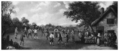 एक देश क्रिकेट मैच, 19 वीं सदी 1912। द्वारा हेनरी डिक्सन