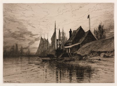ईवनिंग, न्यूयॉर्क हार्बर, 1884। द्वारा हेनरी फारर