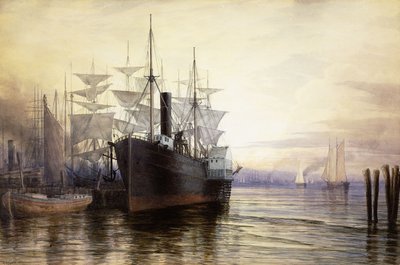 सनसेट, न्यू यॉर्क हार्बर, 1880 द्वारा हेनरी फारर