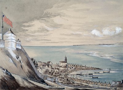 फोर्ट और माकिनॉव गाँव, भारतीय क्षेत्र में, सितंबर 1842 (कागज पर wc) द्वारा हेनरी फ्रांसिस आइंस्ली