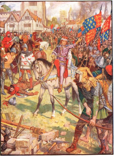 द रूडयार्ड किपलिंग, 1911 के &39;ए हिस्ट्री ऑफ इंग्लैंड&39; से दृष्टांत द पीजेंट्स रिवॉल्ट द्वारा हेनरी जस्टिस फोर्ड