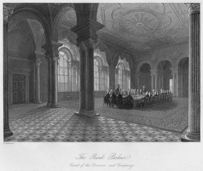 द बैंक पार्लर। राज्यपाल और कंपनी का न्यायालय, c1841 द्वारा हेनरी मेलविल