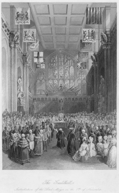 गिल्डहॉल। 8 नवंबर, 1818 को लॉर्ड मेयर की स्थापना द्वारा हेनरी मेलविल