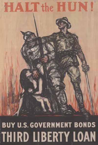 हुन रुको! यूएस गवर्नमेंट बांड खरीदें, तीसरा लिबर्टी लोन, c.1918 (कलर लिथो) द्वारा हेनरी पैट्रिक रैले