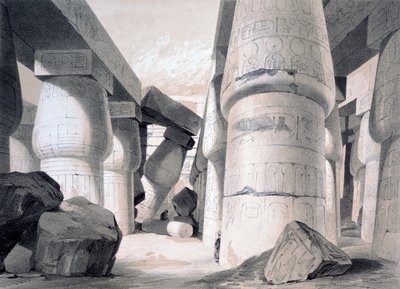 मिस्र के कर्नाटक के महान हॉल का इंटीरियर, 1845 द्वारा हेनरी पिलो