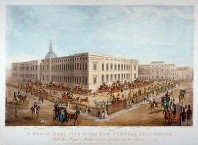 नया जनरल पोस्ट ऑफिस, लंदन शहर, c1830 द्वारा हेनरी पाइल