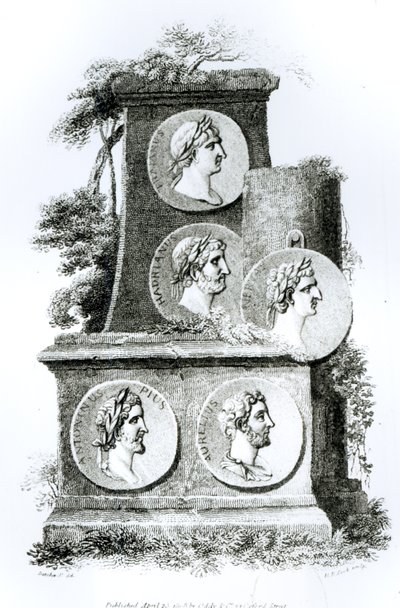 एडवर्ड गिब्बन, खंड 1808 द्वारा रोमन सम्राटों के चित्रण &39;द हिस्ट्री ऑफ डिक्लाइन एंड फॉल ऑफ रोमन एम्पायर&39; से द्वारा हेनरी आर। कुक