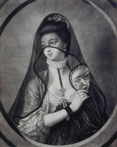 द फेयर नन अनमास्क्ड, कैरिंगटन बाउल्स द्वारा उकेरा गया (fl.1744-93) (लिथो) द्वारा हेनरी रॉबर्ट (बाद) मोरलैंड