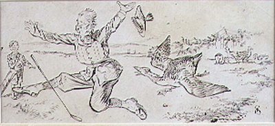 द अटैकेड गोल्फर, 'ग्राफिक' पत्रिका, पब से चित्रण। c.1870 (लिथो) द्वारा हेनरी सैंडरिकॉक