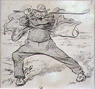 अराजक गोल्फर, 'ग्राफिक' पत्रिका, पब से चित्रण। c.1870 (लिथो) द्वारा हेनरी सैंडरिकॉक