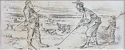 हेसिटेंट गोल्फर, 'ग्राफिक' पत्रिका, पब से चित्रण। c.1870 (लिथो) द्वारा हेनरी सैंडरिकॉक