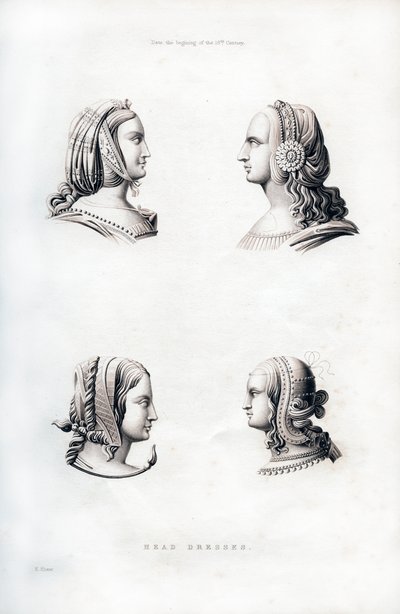हेडड्रेस, 16 वीं शताब्दी की शुरुआत में, 1843। द्वारा हेनरी शॉ