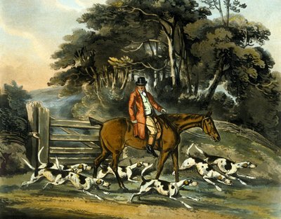 थॉमस सदरलैंड (1785-1838) 1817 (कलर लिथो) द्वारा उकेरी गई 'फॉक्स हंटिंग' से गोइंग आउट द्वारा हेनरी थॉमस (बाद में) अल्केन