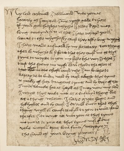 हेनरी VIII के कार्डिनल वोल्सी के एक पत्र की तारीख जुलाई 1518, पब। 1902 (कोलोटाइप) द्वारा हेनरी अष्टम