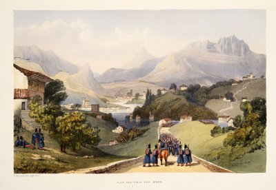 राष्ट्रीय संगीत के चयन के साथ, स्पेन के बास्क प्रांतों में दृश्यों के रेखाचित्रों से अल्ज़ा, रांटोरिया और लेज़ो ... 1838 (हाथ के रंग का उत्कीर्णन) द्वारा हेनरी विल्किंसन