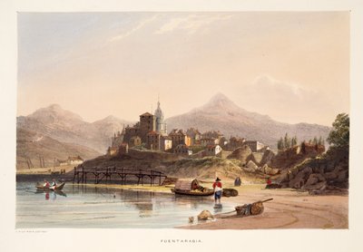 Fontarabia, स्पेन के बास्क प्रांतों में दृश्यों के रेखाचित्रों से, राष्ट्रीय संगीत के चयन के साथ ..., पब। 1838 (हाथ के रंग का उत्कीर्णन) द्वारा हेनरी विल्किंसन