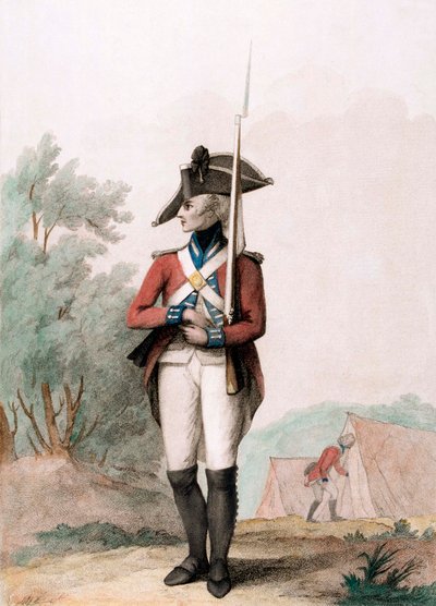 फुट सोल्जर, c.1791 (स्टिपल उत्कीर्णन) द्वारा हेनरी विलियम (बाद में) बनबरी