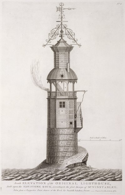 हेनरी रॉबर्ट्स (fl.1761), 1761 द्वारा एडिसन लाइटहाउस को उकेरा गया द्वारा हेनरी विंस्टनले