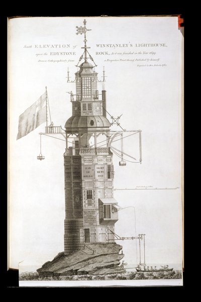 हेनरी रॉबर्ट्स (fl.1762), 1762 द्वारा एडिस्टोन लाइटहाउस को उकेरा गया द्वारा हेनरी विंस्टनले