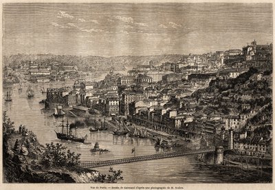 1857 में पुर्तगाल के उत्तरी प्रांतों में ओलिवियर मर्सन की यात्रा को चित्रित करने के लिए, कैटेनैकी द्वारा चित्रित पोर्टो का दृश्य। 1861 में "ले टूर डु मोंडे" में उत्कीर्णन। सेल्वा का संग्रह। द्वारा हरक्यूल (बाद में) Catenacci
