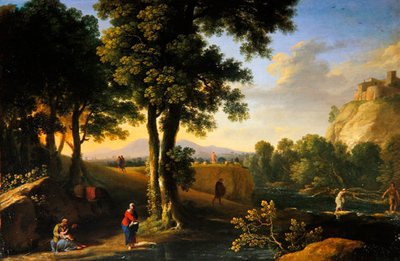 एक लैंडस्केप में पवित्र परिवार, c.1640 (कैनवास पर तेल) द्वारा हरमन वैन स्वानेवेल्ट