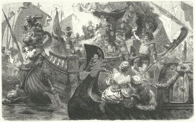 कैथरीन कॉर्नारो की स्थापना वेनिस से साइप्रस की रानी बनने के लिए हुई, 1472 द्वारा हरमन वोगेल