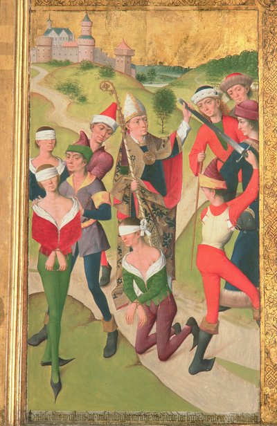 सेंट निकोलस चर्च, 1481 (विस्तार) के हाई अल्टार (निष्पादन में 1976) से तीन मासूमों को फांसी से बचाने वाले सेंट निकोलस (देखें 197688-91) द्वारा हेर्मेन रोडे