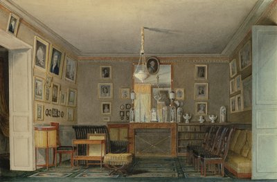 एक पेरिस पारखी कैबिनेट रूम, c.1815 (कागज पर wc और gouache) द्वारा हिलैरे थिएरी