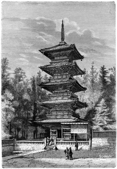 बौद्ध मंदिर, निक्को, जापान, 1895। द्वारा Hildibrand