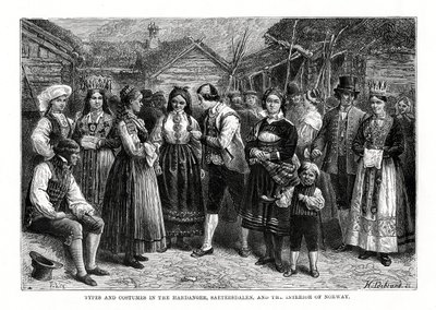 नॉर्वे, 1879 में प्रकार और वेशभूषा। द्वारा Hildibrand