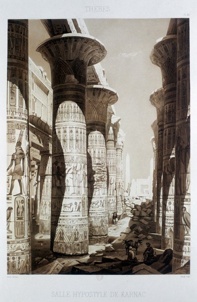 हाइपोस्टाइल हॉल, थेब्स, कर्णक, मिस्र, 1841 द्वारा हिमली