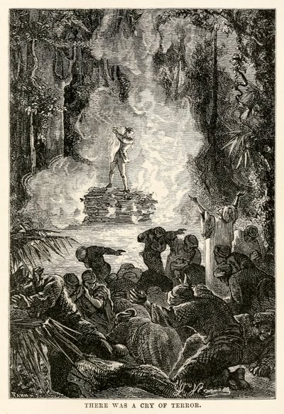 एडोल्फ फ्रांकोइस पनेमेकर (1822-1900) द्वारा उकेरी गई जूल्स वर्ने (1828-1905) द्वारा 'अराउंड द वर्ल्ड इन अस्सी डेज़' से आतंक का रोना था। द्वारा हिप्पोलीटे लियोन (बाद में) बेनेट