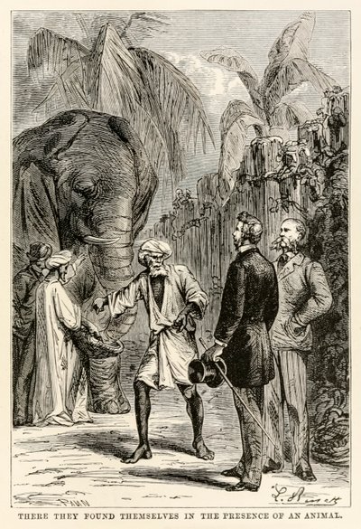 वहां उन्होंने जूल्स वर्ने (1828-1905) द्वारा अडोली डेज़ में अडल द वर्ल्ड से एक जानवर की उपस्थिति में खुद को पाया, जो अडोल्फ़ फ्रांकोइस पैनमेकर (1822-1900), 1873 द्वारा उकेरा गया द्वारा बेनेट के बाद हिप्पोलाइट लियोन