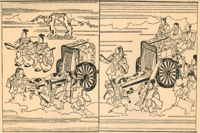 बैलों द्वारा खींची गई गाड़ियां, 1663, 1924। द्वारा हिशिकावा मोरोनोबू