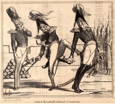 एडमिरल अलेक्जेंडर सर्गेयेविच मेन्शिकोव निरीक्षण दौरे पर, 1854। द्वारा होनोरे ड्यूमियर