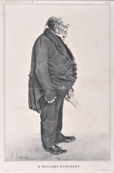हॉनर ड्यूमियर द्वारा कलाकृति (1808-1879)। १८३३ से चारिवारी की तारीखें: सेलिब्रेट्स डे ला कैरिकेचर सीरीज़ "" एम। बेंजामिन ड्यूडेसर्ट "" "मुसी डेस ब्यूक्स आर्ट्स - पैलेस लॉन्गचैम्प, मार्सिले द्वारा होनोरे ड्यूमियर
