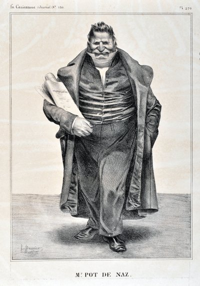 हॉनर ड्यूमियर द्वारा कलाकृति (1808-1879)। १८३३ से चारिवारी की तारीखें: सीरी सेलिब्रेट्स डे ला कैरिकेचर "" एम.पॉट डी नाज़ "" मुसी डेस ब्यूक्स आर्ट्स - पालिस लॉन्गचैम्प, मार्सिले द्वारा होनोरे ड्यूमियर