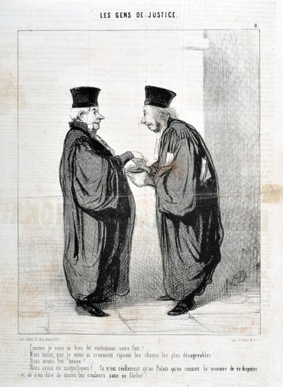 हॉनर ड्यूमियर द्वारा कलाकृति (1808-1879)। १८४५ से चरिवारी की तारीखें: सेरी लेस पीपल डे जस्टिस "" -जैसा कि मैंने आपको सच में अपनी बात बताई थी! हम सुंदर थे। हम सुंदर थे!... यह वास्तव में केवल पैलेस में है कि हम बहस करने और इसके बारे में बात करने का द्वारा होनोरे ड्यूमियर