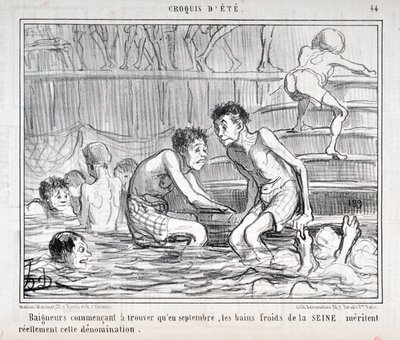 होनोर ड्यूमियर (1808-1879) द्वारा कलाकृति 1858 से चारिवारी की तारीखें: सेरी क्रुक्विस डी'ईटीई "" बैगनर्स ने यह खोजना शुरू कर दिया है कि सितंबर में, सीन के स्नान इस संप्रदाय के योग्य हैं"" मुसी डेस ब्यूक्स कला - पैलेस लॉन्गचैम्प, मार द्वारा होनोरे ड्यूमियर