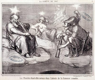 विज्ञान के बारे में कार्टून। सीरी सुर "" 1857 का धूमकेतु"": "" ग्रह स्वयं प्रसिद्ध धूमकेतु की प्रतीक्षा कर रहे हैं"""। हॉनर डौमियर (1808-1879), मार्च 25 . द्वारा उत्कीर्णन द्वारा होनोरे ड्यूमियर