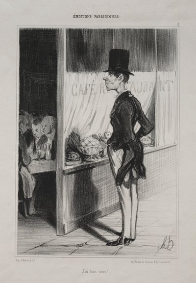 पेरिस की भावनाएँ, प्लेट 3: आई हैव थ्री सोस !, 1839। द्वारा होनोरे ड्यूमियर